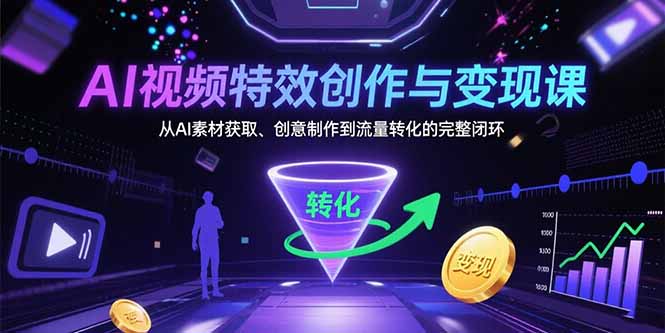 （15587期）AI视频特效创作与变现课：从AI素材获取、创意制作到流量转化的完整闭环网赚项目-副业赚钱-互联网创业-资源整合网创云库