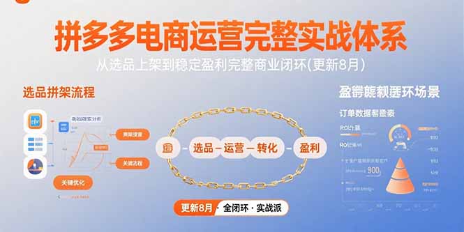 （15579期）拼多多电商运营完整实战体系，从选品上架到稳定盈利完整商业闭环(更新8月)网赚项目-副业赚钱-互联网创业-资源整合网创云库