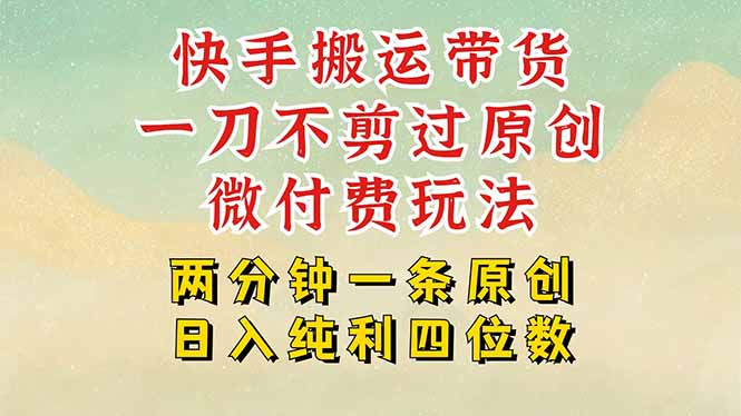 （15577期）快手黑科技搬运带货，一刀不剪过原创，微付费投流玩法，轻松日入四位数…网赚项目-副业赚钱-互联网创业-资源整合网创云库