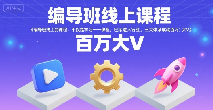 编导班线上课程，不仅是学习一门课程，更是进入一个行业，三大体系成就百万大V网赚项目-副业赚钱-互联网创业-资源整合网创云库