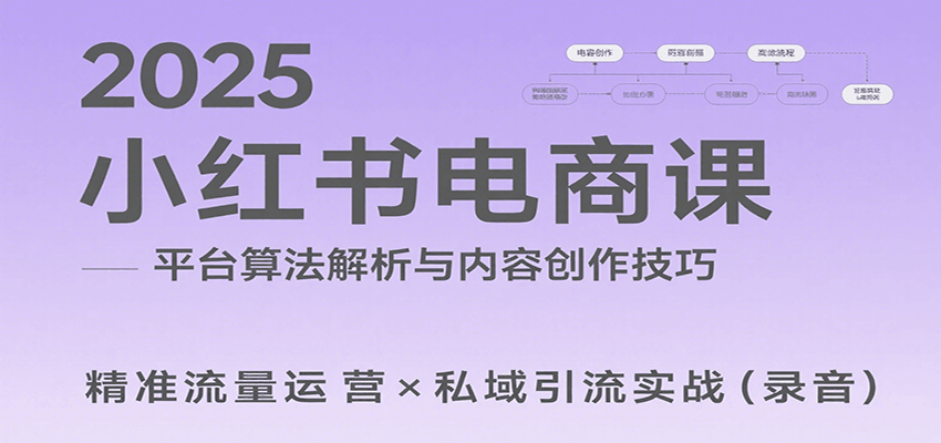 2025小红书电商课：解析算法，创作高转化内容，助力卖家获取流量实现变现（录音）网赚项目-副业赚钱-互联网创业-资源整合网创云库