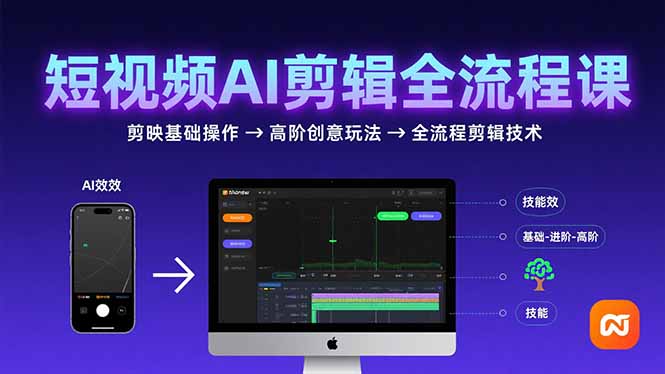 （15647期）短视频AI剪辑技能，从剪映基础操作到高阶创意玩法，全流程剪辑技术网赚项目-副业赚钱-互联网创业-资源整合网创云库