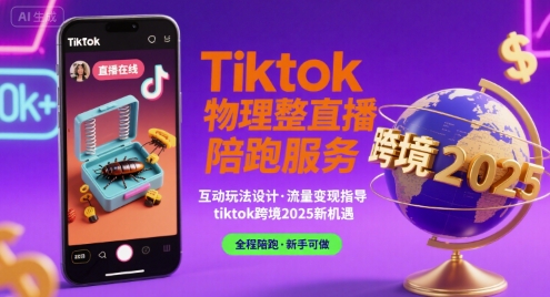 Tiktok物理整蛊直播陪跑服务-tiktok跨境2025网赚项目-副业赚钱-互联网创业-资源整合网创云库