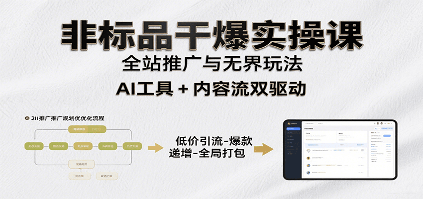 非标品干爆实操课：含多案例及操盘方法，从选品到推广、成交，助力打造爆款实现盈利网赚项目-副业赚钱-互联网创业-资源整合网创云库