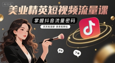 美业精英短视频流量课，掌握抖音流量密码，天天有询单，条条有转化网赚项目-副业赚钱-互联网创业-资源整合网创云库