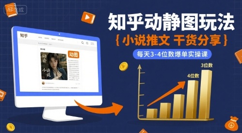 小说推文干货分享之知乎动静图玩法，每天3-4位数爆单实操课网赚项目-副业赚钱-互联网创业-资源整合网创云库