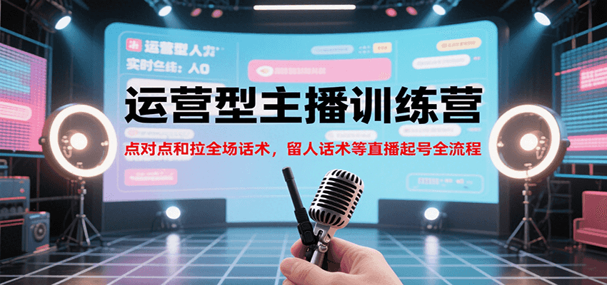 运营型主播训练营，点对点和拉全场话术，留人话术等直播起号全流程（更新8月）网赚项目-副业赚钱-互联网创业-资源整合网创云库