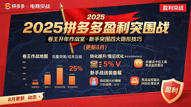 （15687期）2025拼多多盈利突围战：卷王开年作战室，新手突围四大隐形技巧(更新8月)网赚项目-副业赚钱-互联网创业-资源整合网创云库