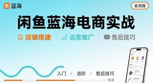 闲鱼蓝海电商实战，店铺搭建运营售后全流程网赚项目-副业赚钱-互联网创业-资源整合网创云库