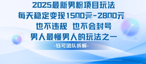 2025最新男粉项目玩法每天变现1k+也不违规也不会封号男人最懂男人的玩法网赚项目-副业赚钱-互联网创业-资源整合网创云库