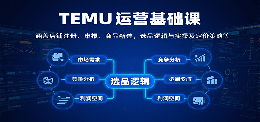 TEMU运营基础课：涵盖店铺注册、申报、商品新建，选品逻辑与实操及定价策略等网赚项目-副业赚钱-互联网创业-资源整合网创云库
