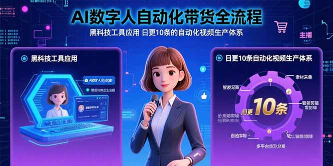 （15699期）AI数字人自动化带货全流程：黑科技工具应用 日更10条的自动化视频生产体系网赚项目-副业赚钱-互联网创业-资源整合网创云库