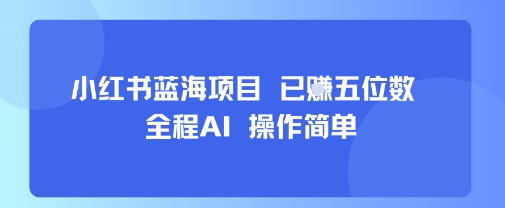 小红书蓝海项目，全程AI，操作简单，已挣五位数网赚项目-副业赚钱-互联网创业-资源整合网创云库