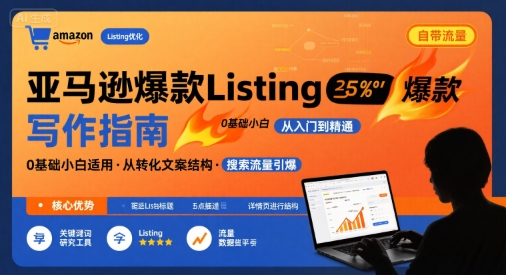 亚马逊爆款Listing写作方法，亚马逊0基础小白也能写爆款自带流量的Listing网赚项目-副业赚钱-互联网创业-资源整合网创云库