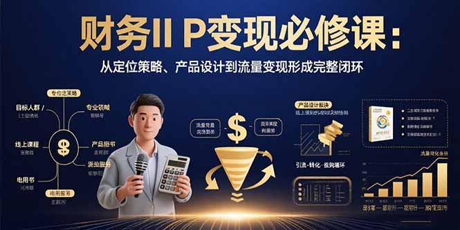 （15728期）财务IP变现必修课：从定位策略、产品设计到流量变现形成完整闭环网赚项目-副业赚钱-互联网创业-资源整合网创云库