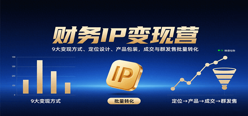 财务IP变现营：9大变现方式、定位设计、产品包装，成交与群发售批量转化网赚项目-副业赚钱-互联网创业-资源整合网创云库