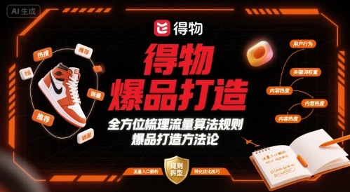 得物爆品打造，全方位梳理得物流量算法规则爆品打造规则网赚项目-副业赚钱-互联网创业-资源整合网创云库