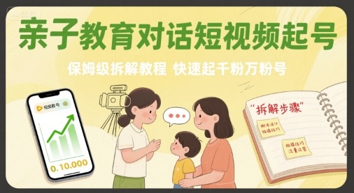 20250819042418-68a3fc7242fc5.jpg 亲子教育对话短视频起号,保姆级拆解教程,快速起千粉万粉号