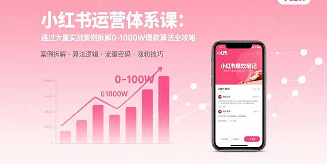 （15792期）小红书运营体系课：通过大量实战案例拆解0-1000W爆款算法全攻略网赚项目-副业赚钱-互联网创业-资源整合网创云库
