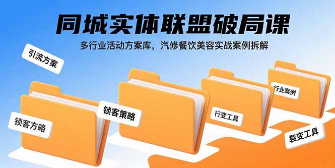 （15833期）同城实体联盟破局课，多行业活动方案库，汽修餐饮美容实战案例拆解网赚项目-副业赚钱-互联网创业-资源整合网创云库