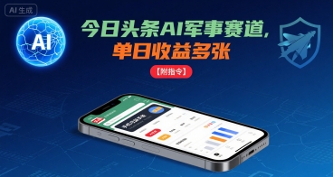 今日头条AI军事赛道，单日收益多张 ，手机可做【附指令】网赚项目-副业赚钱-互联网创业-资源整合网创云库