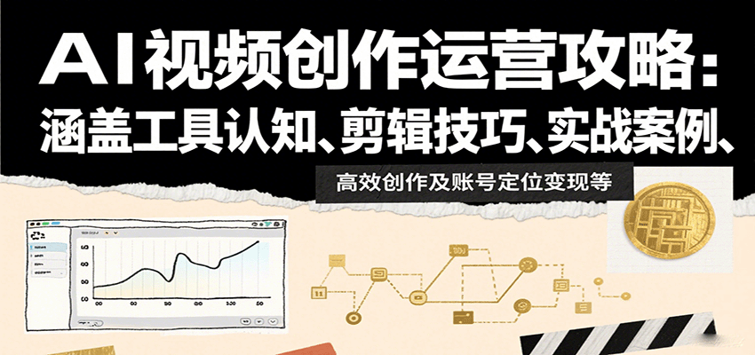 AI视频创作运营攻略：涵盖工具认知、剪辑技巧、实战案例、高效创作及账号定位变现等网赚项目-副业赚钱-互联网创业-资源整合网创云库