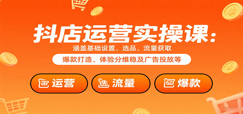 抖店运营实操课：涵盖基础设置、选品、流量获取、爆款打造、体验分维稳及广告投放等网赚项目-副业赚钱-互联网创业-资源整合网创云库