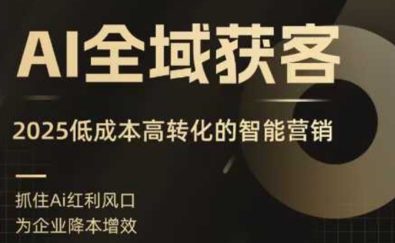 AI全域获客实训营，2025低成本高转化的智能营销，精准找客，高效营销网赚项目-副业赚钱-互联网创业-资源整合网创云库