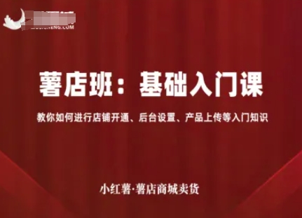 小红薯薯店商城卖货，基础入门课，教你如何进行店铺开通、后台设置、产品上传等入门知识网赚项目-副业赚钱-互联网创业-资源整合网创云库