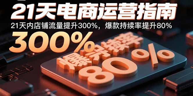 （15957期）21天电商运营指南：21天内店铺流量提升300%，爆款持续率提升80%网赚项目-副业赚钱-互联网创业-资源整合网创云库