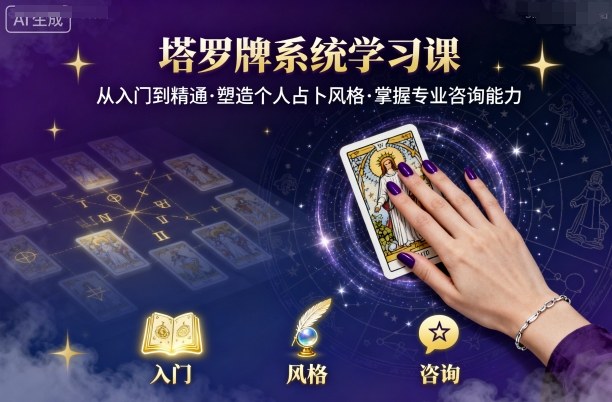 塔罗牌系统学习课，助你从入门到精通，塑造个人占卜风格，掌握专业咨询能力网赚项目-副业赚钱-互联网创业-资源整合网创云库