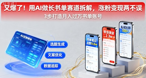 又爆了！用AI做长书单赛道拆解，涨粉变现两不误网赚项目-副业赚钱-互联网创业-资源整合网创云库