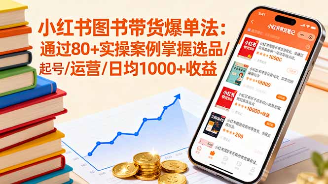 （16015期）小红书图书带货爆单法：通过80+实操案例掌握选品/起号/运营/日均1000+收益网赚项目-副业赚钱-互联网创业-资源整合网创云库
