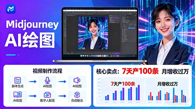 （16049期）AI绘图照片开口说话视频制作：Midjourney+数字人，7天产100条月增收过万网赚项目-副业赚钱-互联网创业-资源整合网创云库