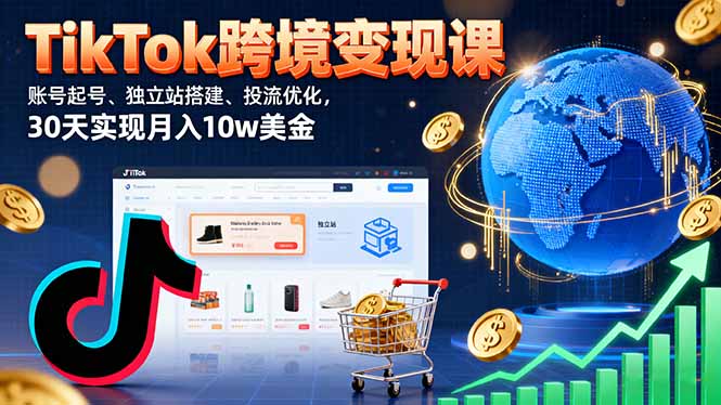 （16034期）TikTok跨境变现课：账号起号、独立站搭建、投流优化，30天实现月入10w美金网赚项目-副业赚钱-互联网创业-资源整合网创云库