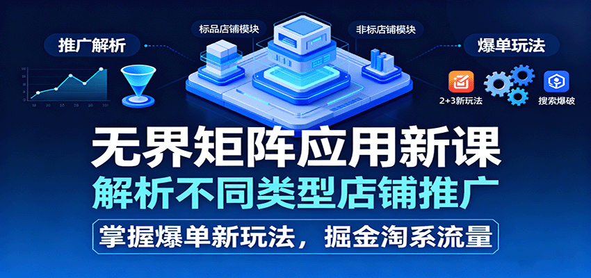 无界矩阵应用新课，解析不同类型店铺推广，掌握爆单新玩法，掘金淘系流量网赚项目-副业赚钱-互联网创业-资源整合网创云库