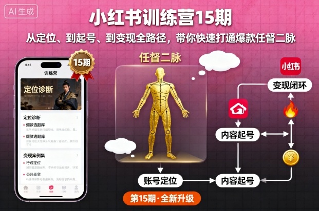 20251005035848-68e1ecf81924e.jpg 小红书训练营15期,从定位、到起号、到变现全路径,带你快速打通爆款任督二脉