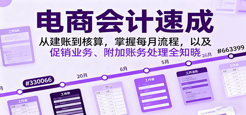 20251010113844-68e8f044a4f09.png 电商会计速成,从建账到核算,掌握每月流程,以及促销业务、附加账务处理全知晓