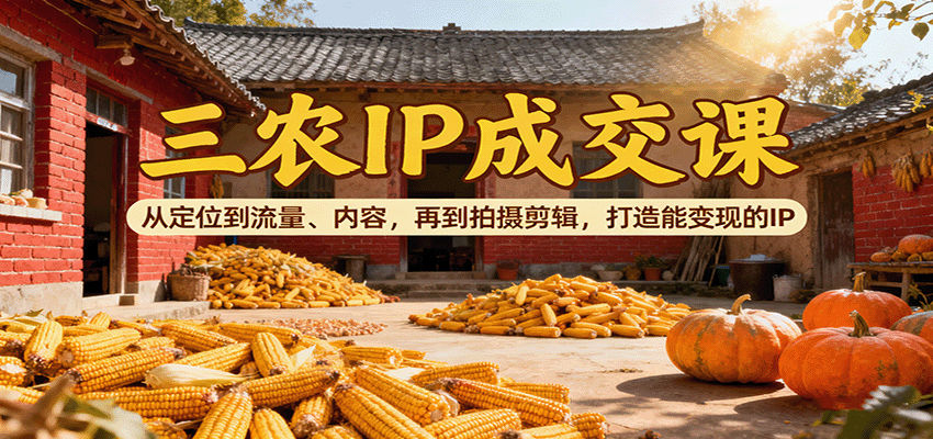 三农IP成交课：从定位到流量、内容，再到拍摄剪辑，打造能变现的IP网赚项目-副业赚钱-互联网创业-资源整合网创云库