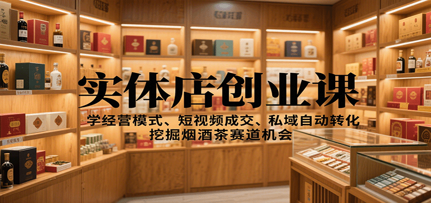 实体店创业课：学经营模式、短视频成交、私域自动转化，挖掘烟酒茶赛道机会网赚项目-副业赚钱-互联网创业-资源整合网创云库