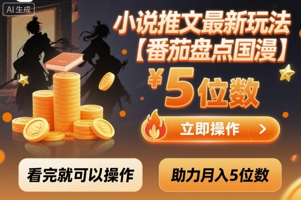 小说推文最新玩法，助力月入5位数【番茄盘点国漫】玩法，看完就可以操作网赚项目-副业赚钱-互联网创业-资源整合网创云库