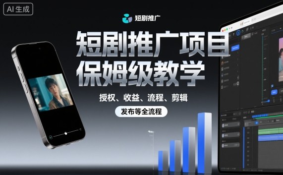 20251021023618-68f6f1a274751.jpg 短剧推广项目保姆级教学,授权、收益、流程、剪辑,发布等全流程