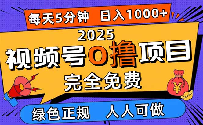 （16388期）2025视频号0撸项目，5分钟一个号，日入1000+，人人可做网赚项目-副业赚钱-互联网创业-资源整合网创云库