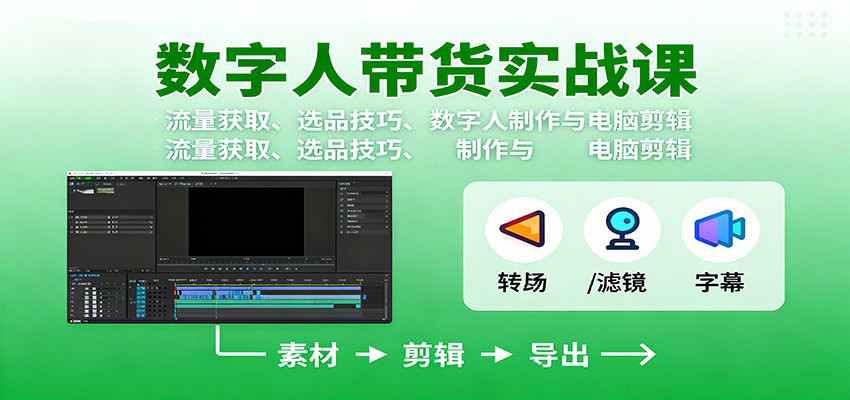 20251028113329-6900aa09ef78e.jpg 数字人变现实战课:流量获取、选品技巧、数字人制作与电脑剪辑