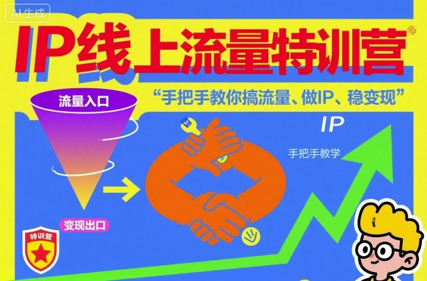 IP线上流量特训营，手把手教你搞流量、做IP、稳变现网赚项目-副业赚钱-互联网创业-资源整合网创云库