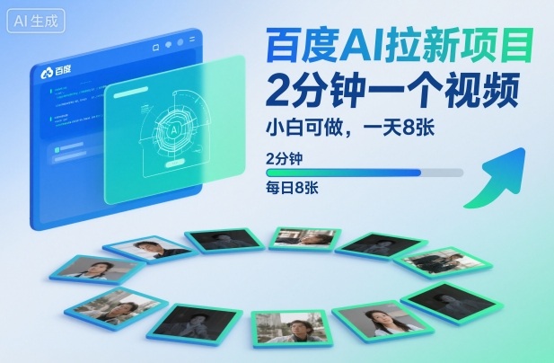 百度AI拉新项目，2分钟一个视频，小白可做，一天8张【附案例+保姆级教程】网赚项目-副业赚钱-互联网创业-资源整合网创云库