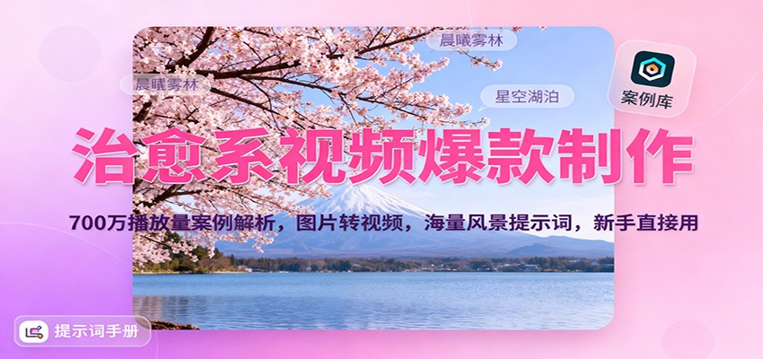 治愈系视频爆款制作，700万播放量案例解析，图片转视频，海量风景提示词，新手直接用网赚项目-副业赚钱-互联网创业-资源整合网创云库