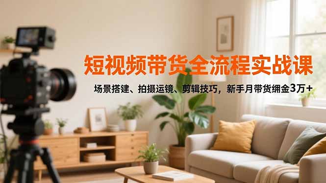 （16679期）短视频带货全流程实战课，场景搭建、拍摄运镜、剪辑技巧，新手月带货佣金3万+网赚项目-副业赚钱-互联网创业-资源整合网创云库