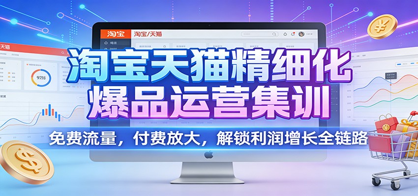 淘宝天猫精细化爆品运营集训：免费流量，付费放大，解锁利润增长全链路网赚项目-副业赚钱-互联网创业-资源整合网创云库