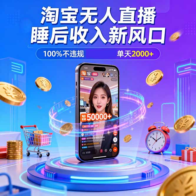 20251214044501-693e40cdc3e16.jpg (16822期)淘宝无人直播,不违规不封号,直播100小时卖了5万,年底旺季!